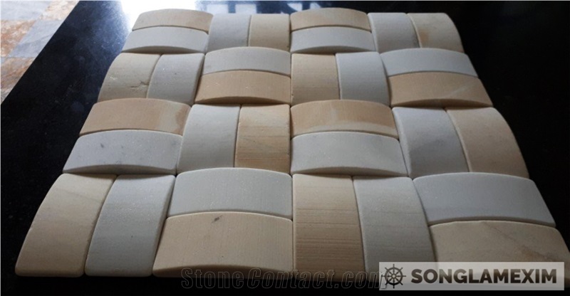 Golden White Marble Wave Mosaic