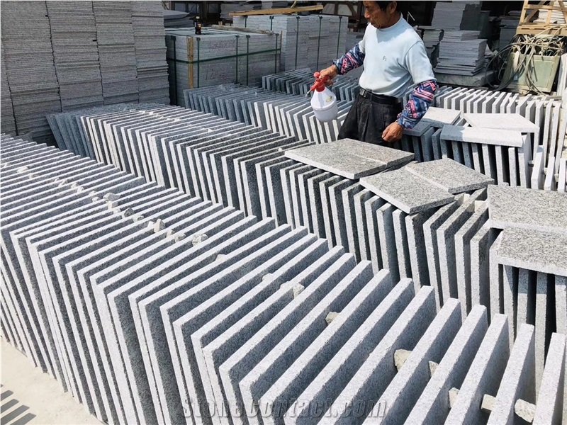 G603 Silver Grey Granite Tiles Flamed Paving Slab