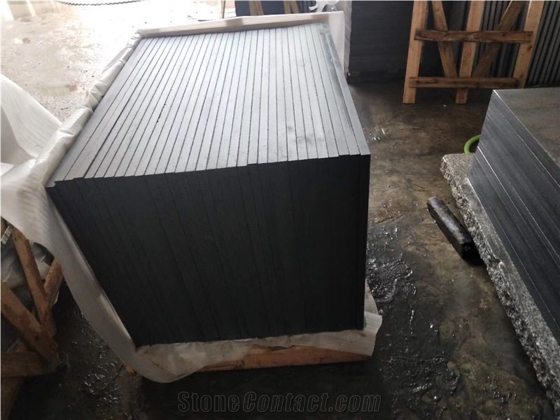 G654 Dark Grey Granite Paving Tiles Slabs Flamed