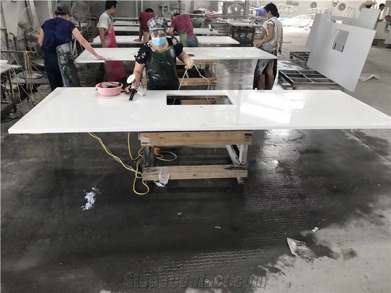 White Quartz Kitchen Countertops Factory