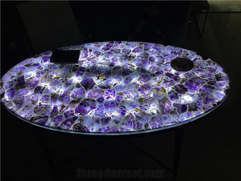Amethyst Gemstone Tile Backlit Semi Precious Stone