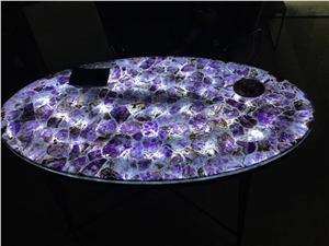 Amethyst Gemstone Tile Backlit Semi Precious Stone