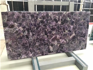Amethyst Gemstone Tile Backlit Semi Precious Stone