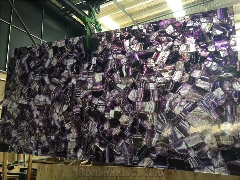 Amethyst Gemstone Tile Backlit Semi Precious Stone