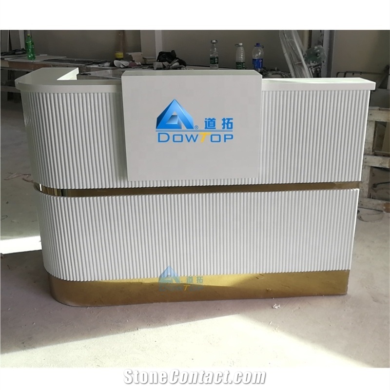 Custom Solid Surface Pink Modern Reception Desk