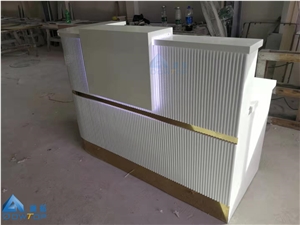 Custom Solid Surface Pink Modern Reception Desk