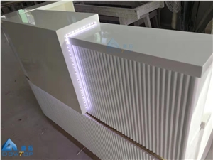 Custom Solid Surface Pink Modern Reception Desk