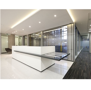 White Acrylic Solid Surface Reception Desk