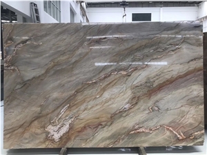 Brazil Natural Quartz Golden Silk Road Big Slab