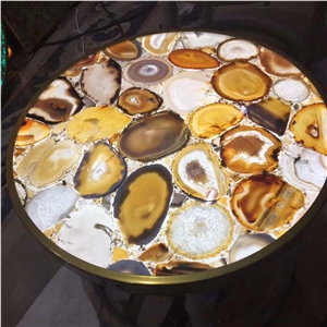 Agagte Backlit Stone Table Top Design