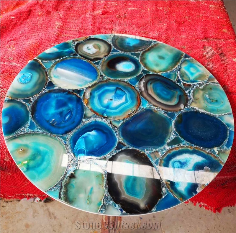 Agagte Backlit Stone Table Top Design