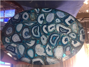 Customized Agate Blue Semiprecious Stone Table Top