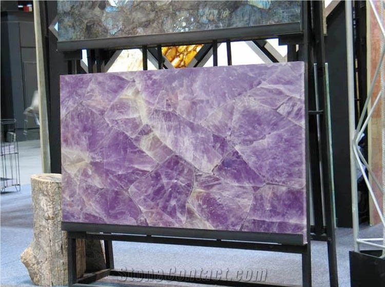 Amethyst Gemstone Tile Backlit Semi Precious Stone