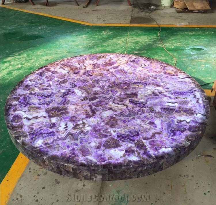 Amethyst Gemstone Tile Backlit Semi Precious Stone
