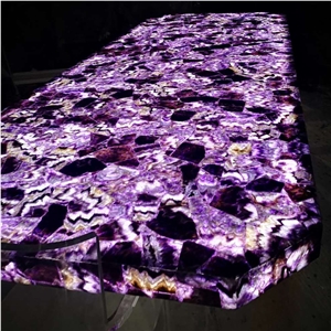 Amethyst Table with Light Stone Table Top