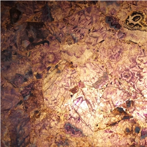 Amethyst Table with Light Stone Table Top