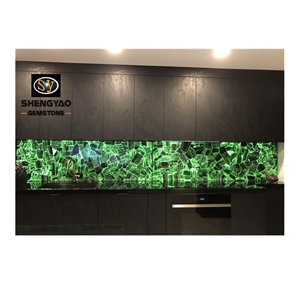 Backlit Effect Kitchen Backsplash Semi Gemstone Slab