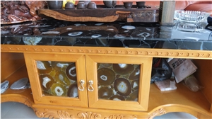 Black Agate Gemstone Tea Tables