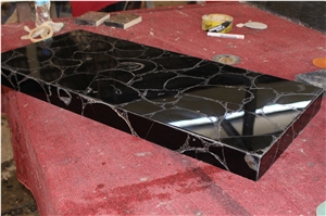 Black Agate Gemstone Tea Tables