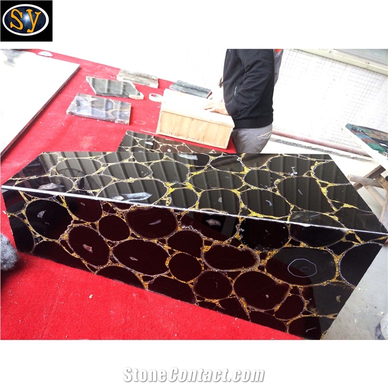 Black Agate Gemstone Tea Tables
