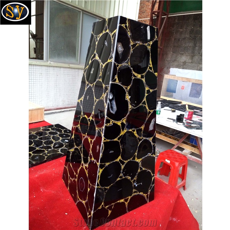 Black Agate Gemstone Tea Tables
