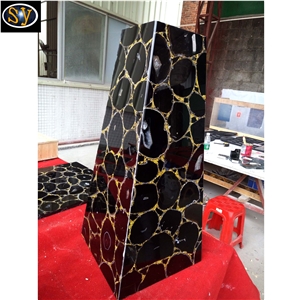 Black Agate Gemstone Tea Tables
