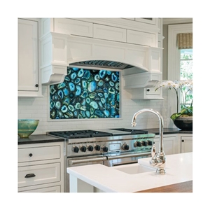 Blue Agate Semi Precious Stone Wall