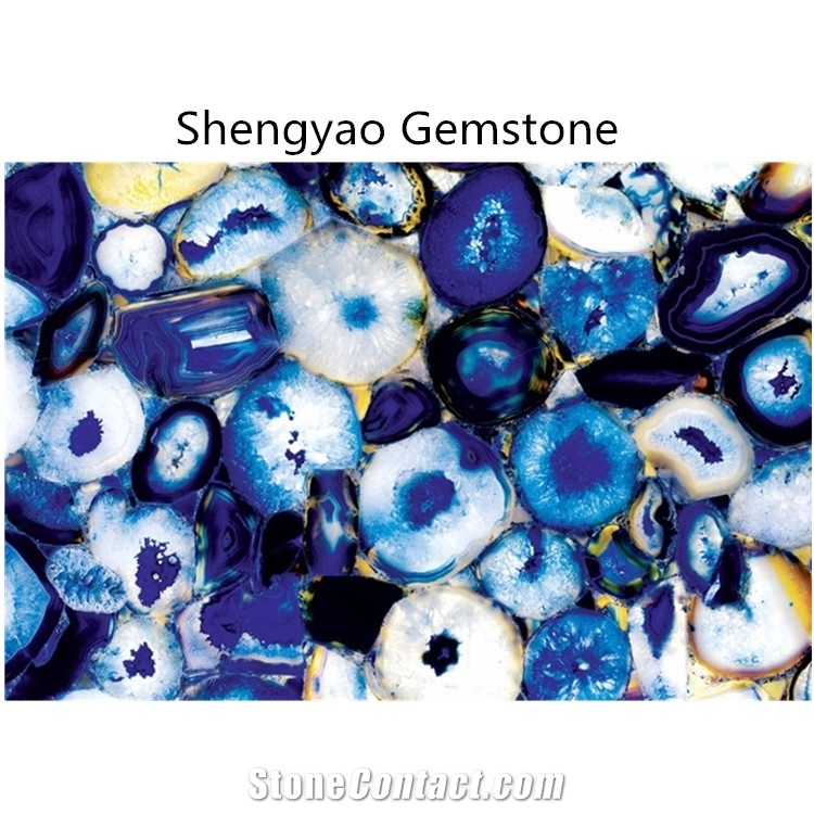 Blue Agate Semi Precious Stone Wall
