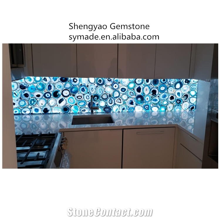 Blue Agate Semi Precious Stone Wall