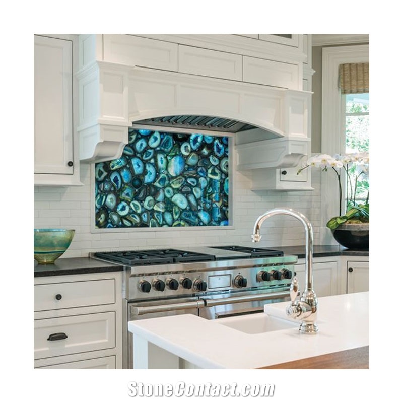 Blue Agate Semi Precious Stone Wall