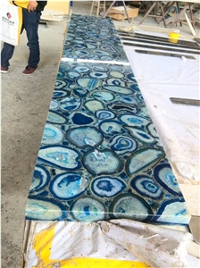 Blue Agate Semiprecious Stone Kitchen Countertops