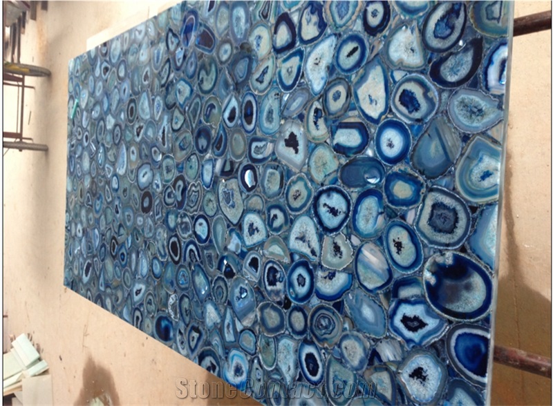 Blue Agate Semiprecious Stone Slabs Manufacturer China