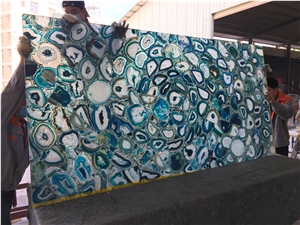 Blue Agate Semiprecious Stone Slabs Manufacturer China