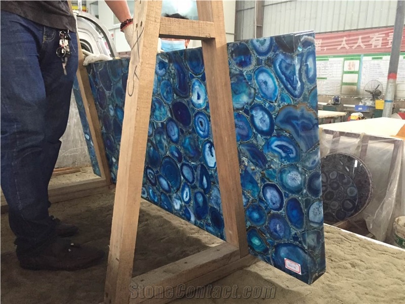 Blue Agate Semiprecious Stone Slabs Manufacturer China