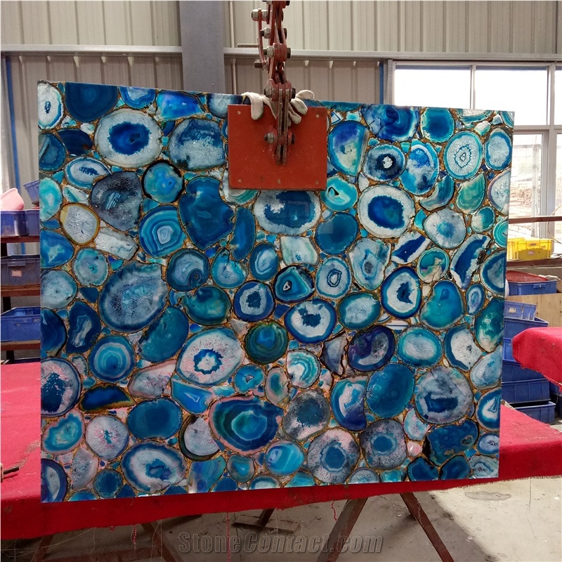Blue Agate Semiprecious Stone Tiles Panels