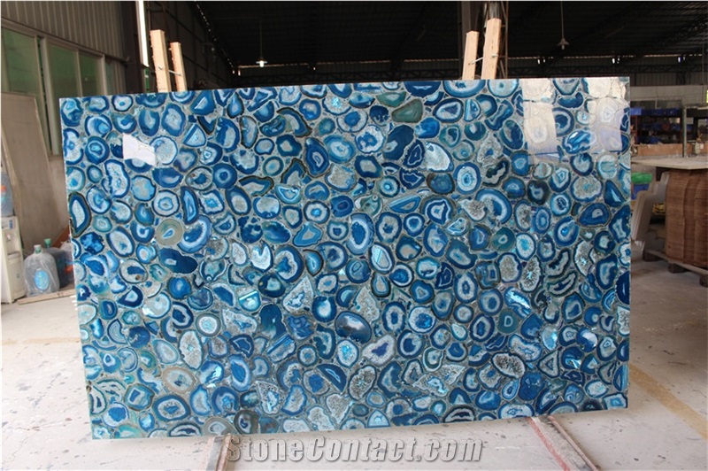 Blue Agate Semiprecious Stone Tiles Panels