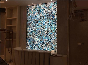 Blue Agate Semiprecious Stone Tiles Panels