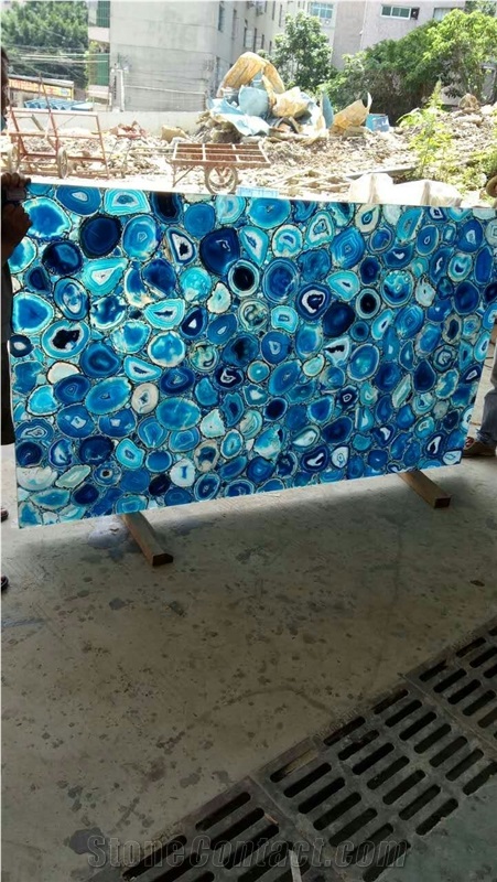 Blue Agate Semiprecious Stone Tiles Panels