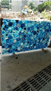 Blue Agate Semiprecious Stone Tiles Panels