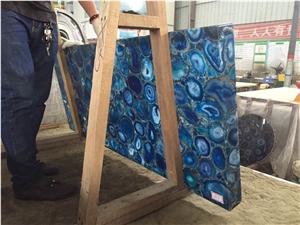 China Blue Agate Semi Precious Stone Slabs Supplier