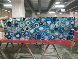 Customized Agate Blue Semiprecious Stone Slabs