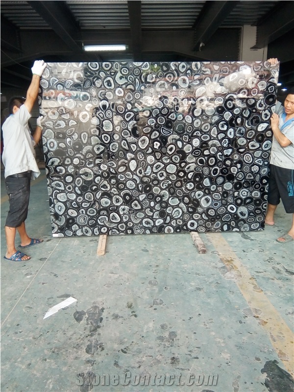 Brazil Solid Agate Black Tiles Panels Slabs
