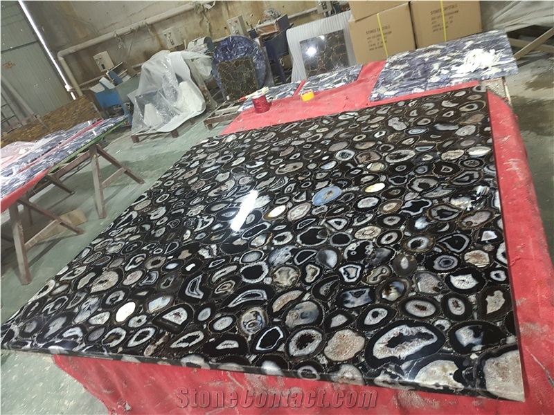 Brazil Solid Agate Black Tiles Panels Slabs
