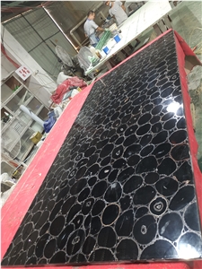 Brazil Solid Agate Black Tiles Panels Slabs