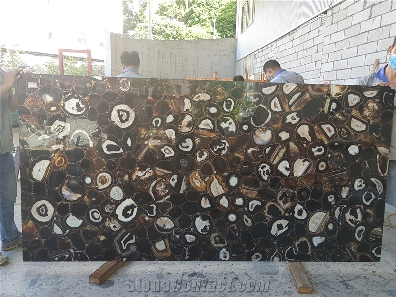 Brazil Solid Agate Black Tiles Panels Slabs