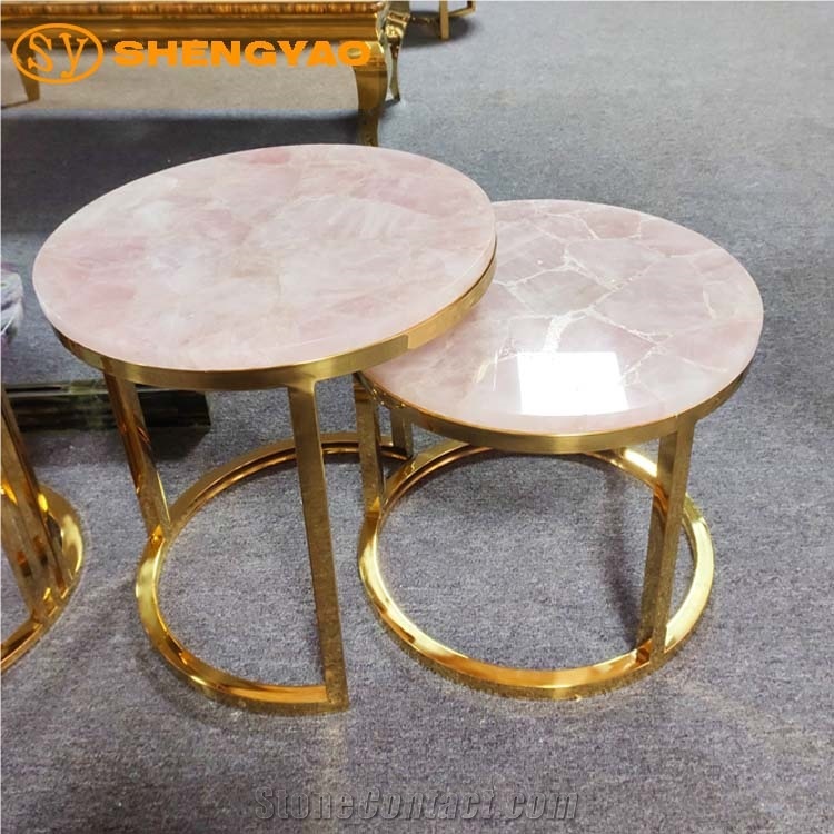 Custom Rose Quartz Crystal Table Top Countertop