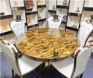 Custom Semi Precious Stone Dining Table Countertop