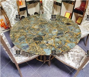 Custom Semi Precious Stone Dining Table Countertop