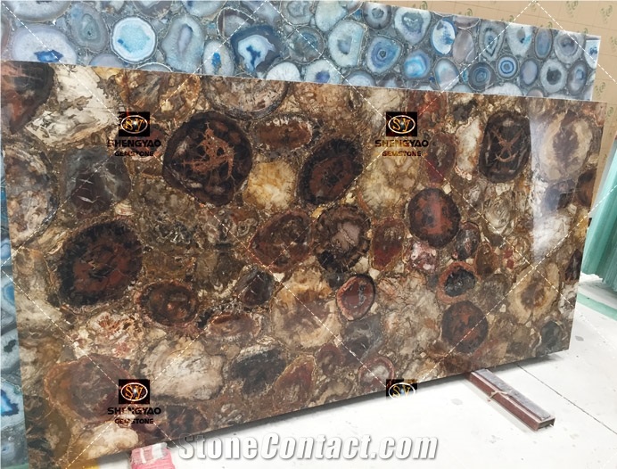 Custom Size Gemstone Slab Petrified Wood Slabs
