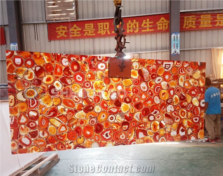 Custom Size Shape Semi Precious Stone Slab